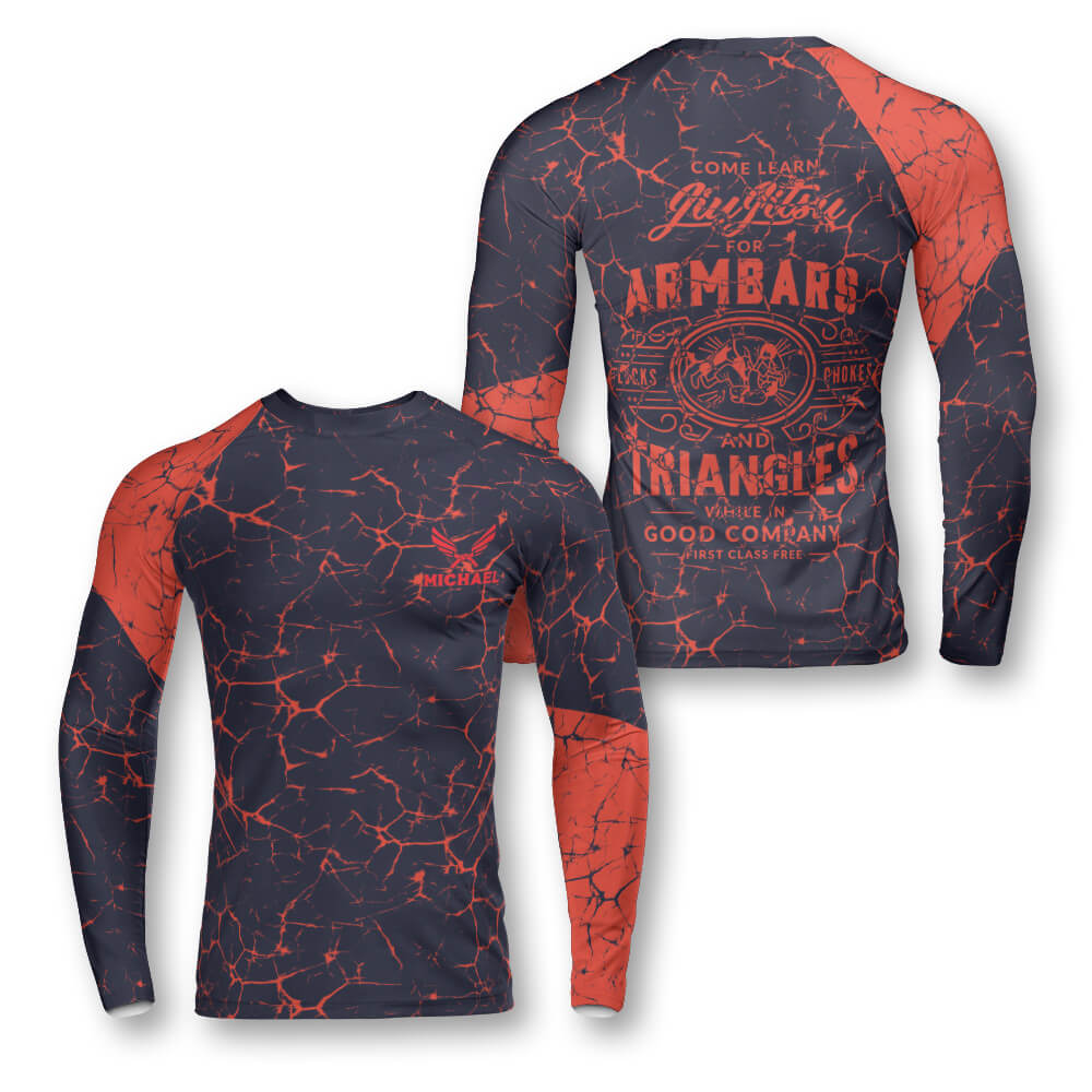 Men's Long Sleeve Rash Guard For BJJ, MMA, Jiu Jitsu, NoGi, Muay Thai - Solid Color
