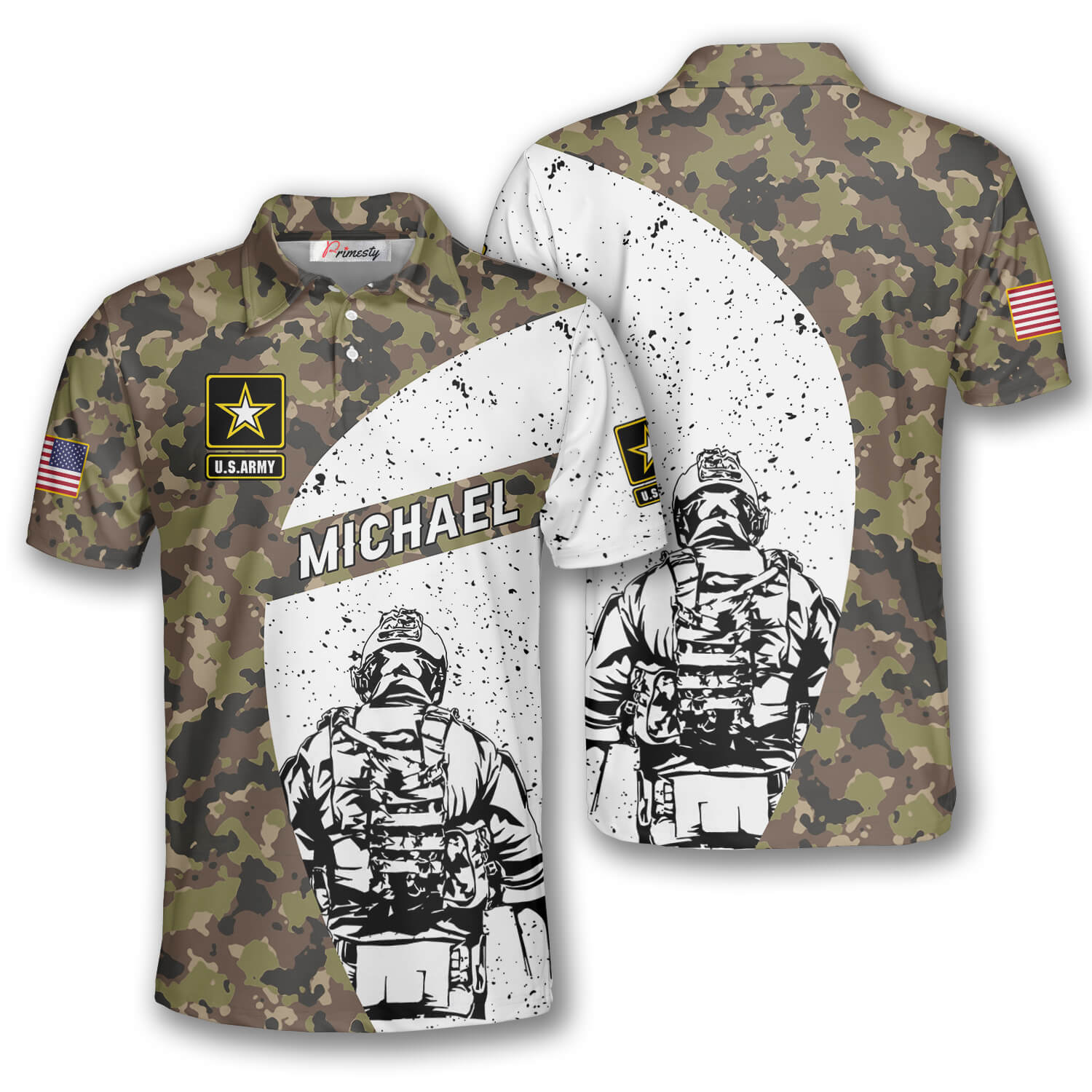 US Army Silhouette Camo Custom Veteran Shirts for Men