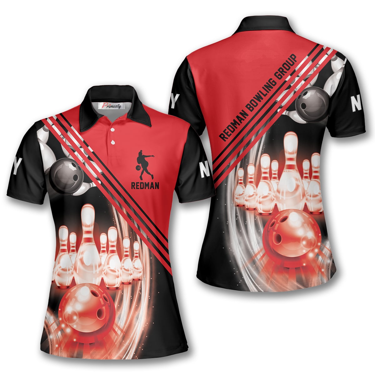 Redman Bowling Group Custom Polo Shirts for Women - Primesty