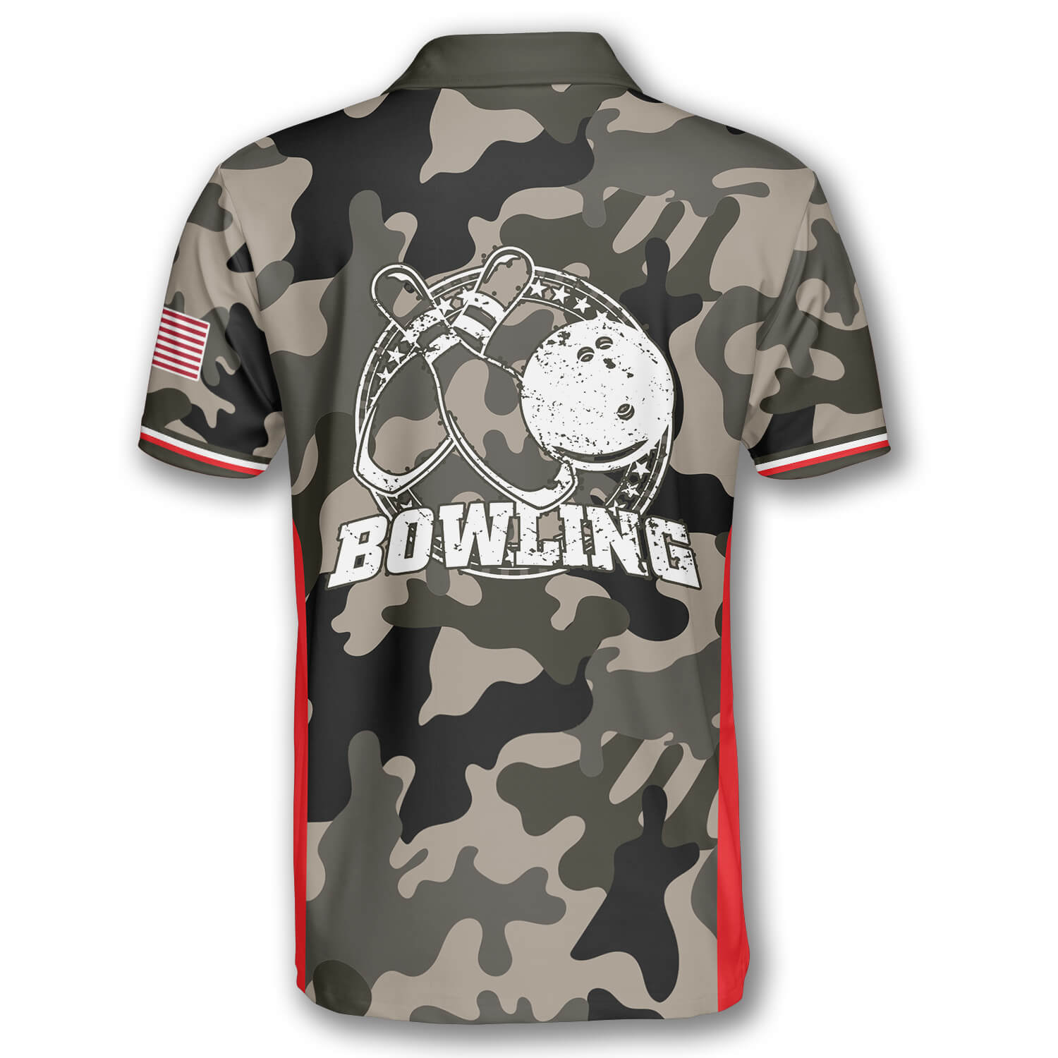  Custom Flag Camo Bowling Polo Shirts for Men, Short