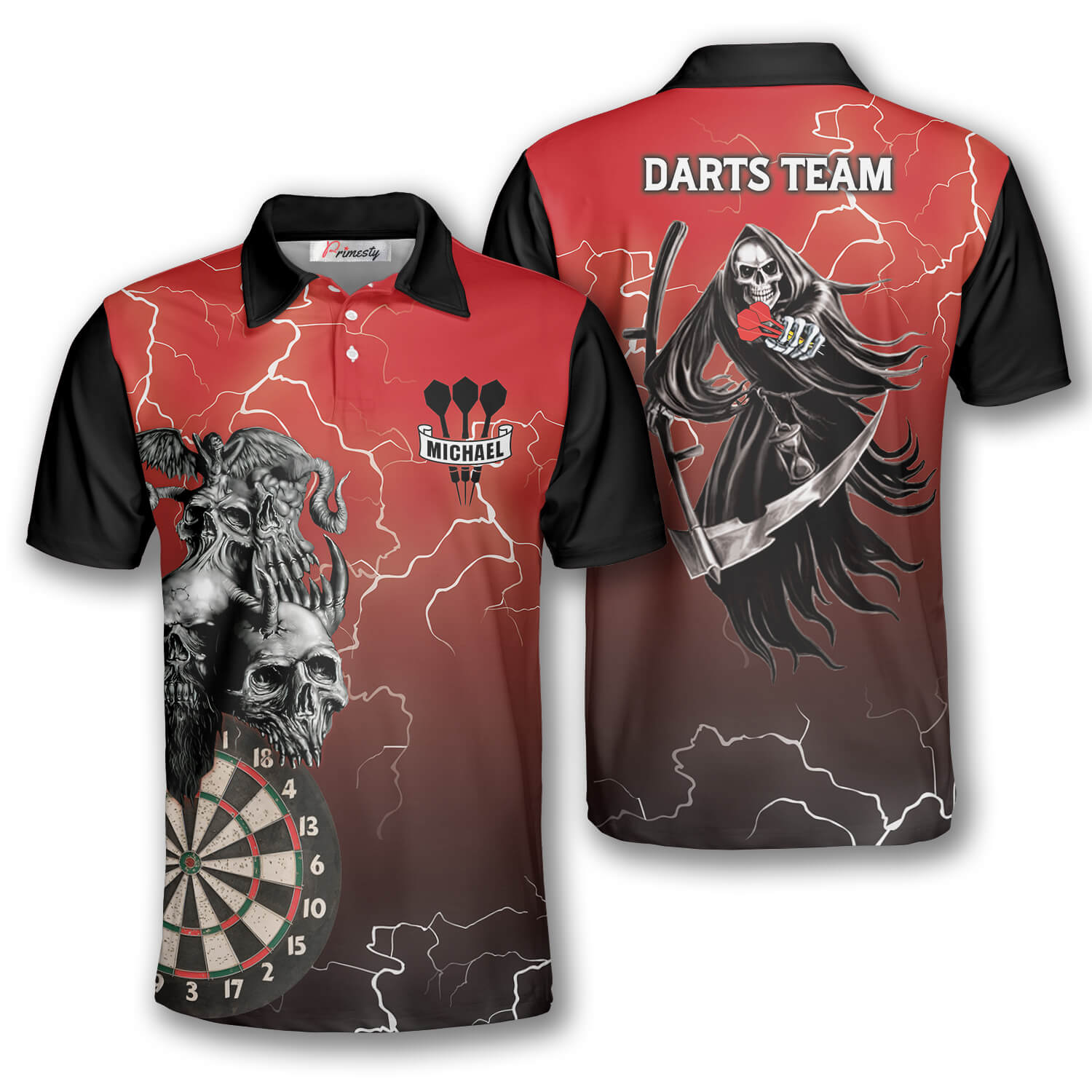 Skull Lightning Fantasy Custom Darts Shirts for Men - Primesty