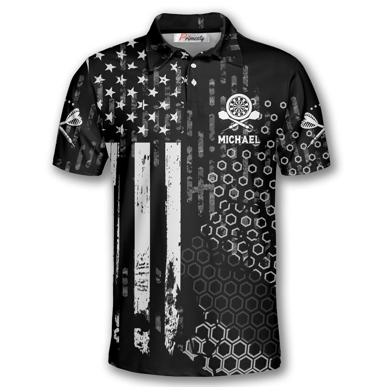 US Flag Hive Pattern Custom Darts Shirts for Men - Primesty