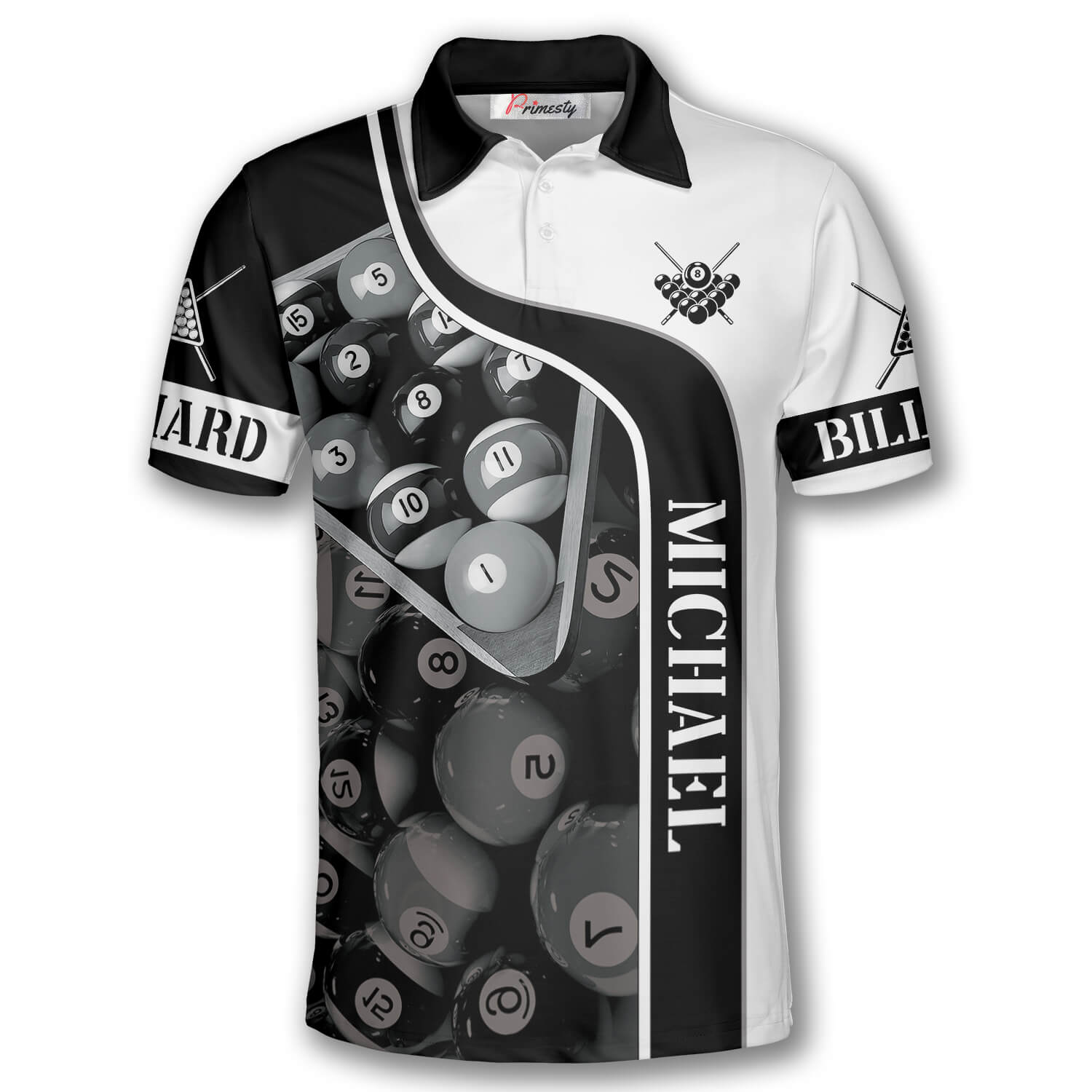 3D BW Custom Billiard Shirts for Men - Primesty