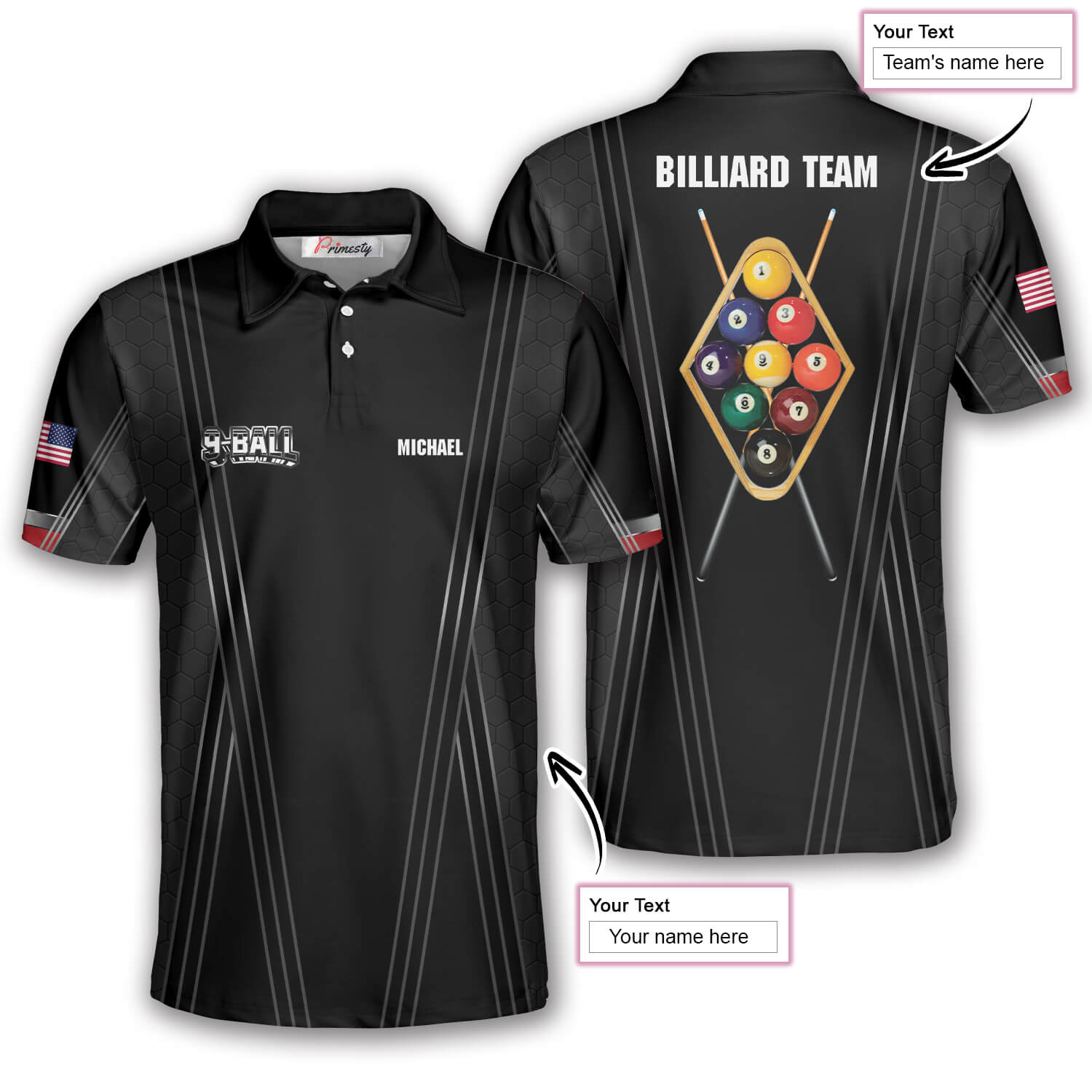 9 Ball Player Custom Billiard Shirts for Men - Primesty