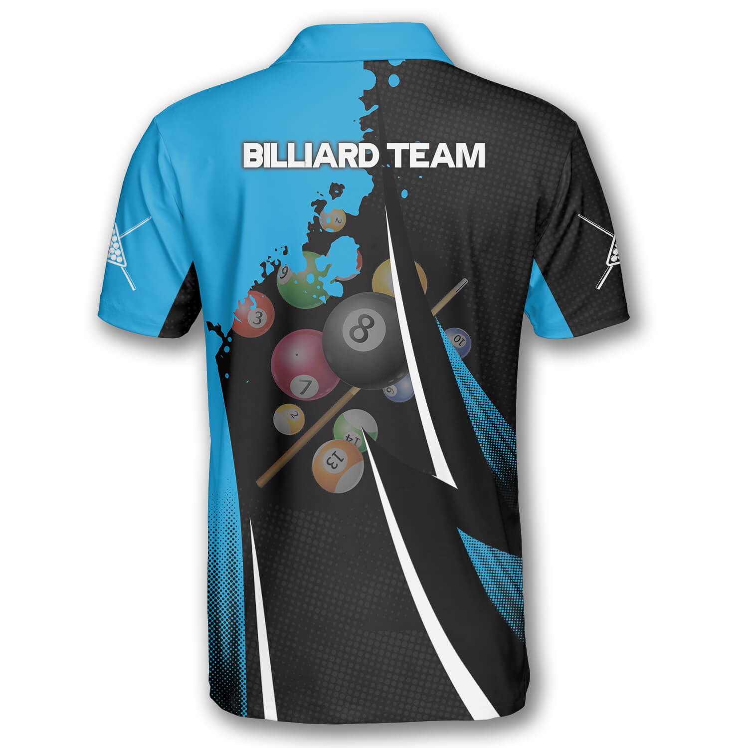 Black Blue Custom Billiard Shirts for Men - Primesty