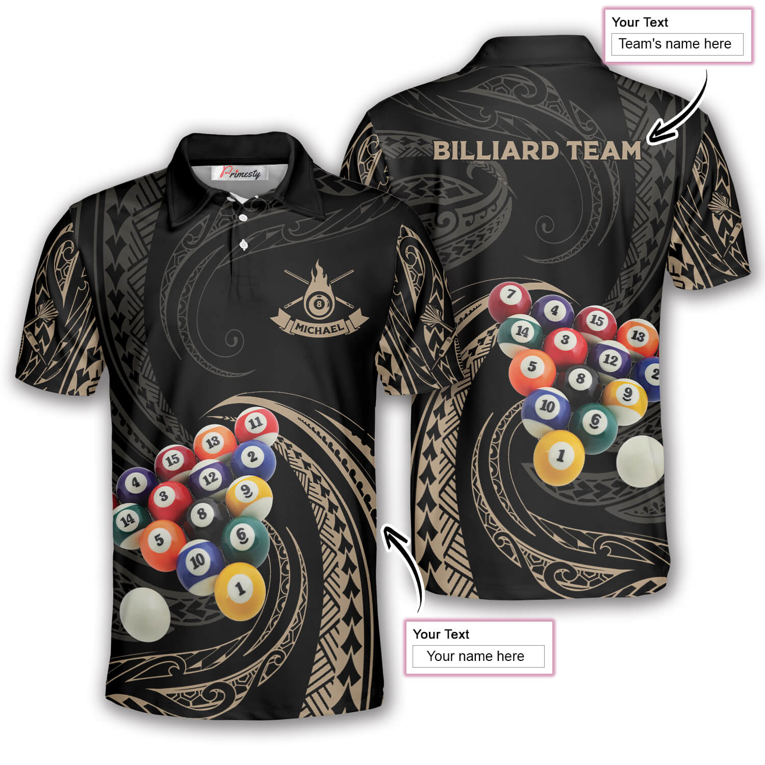 Roll Tribal Custom Billiard Shirts for Men - Primesty