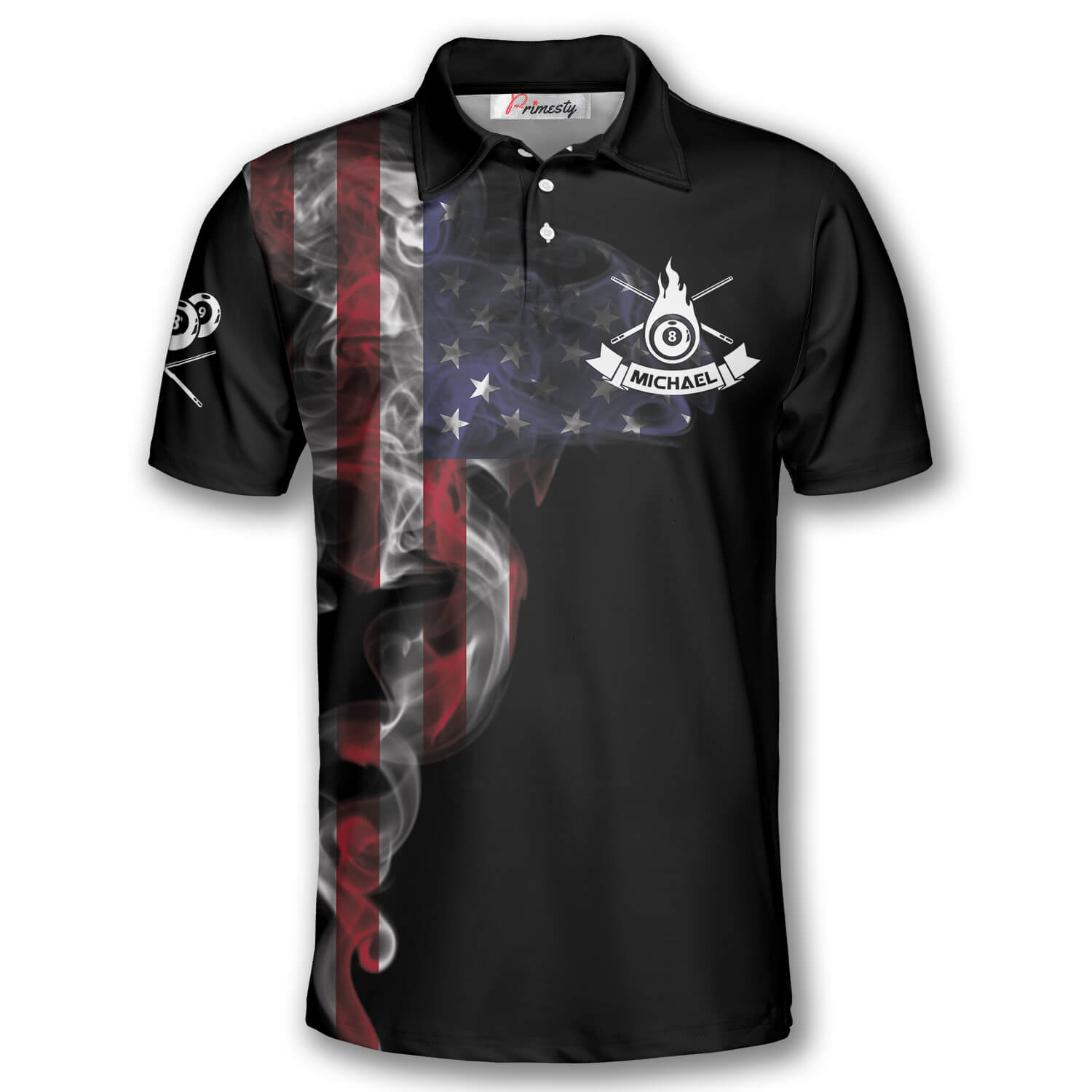 US FLag Smoke Pattern Custom Billiard Shirts for Men - Primesty