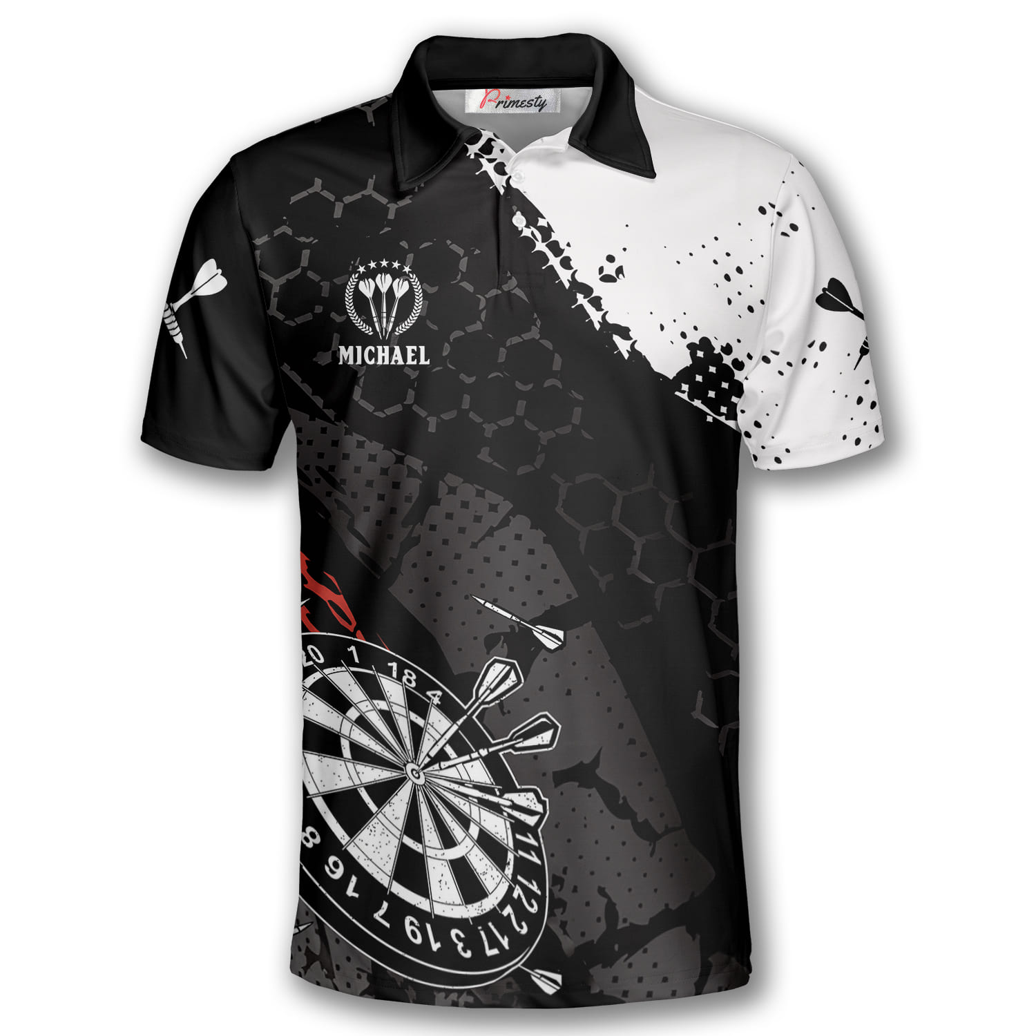 Black White Pattern Custom Darts Shirts for Men - Primesty