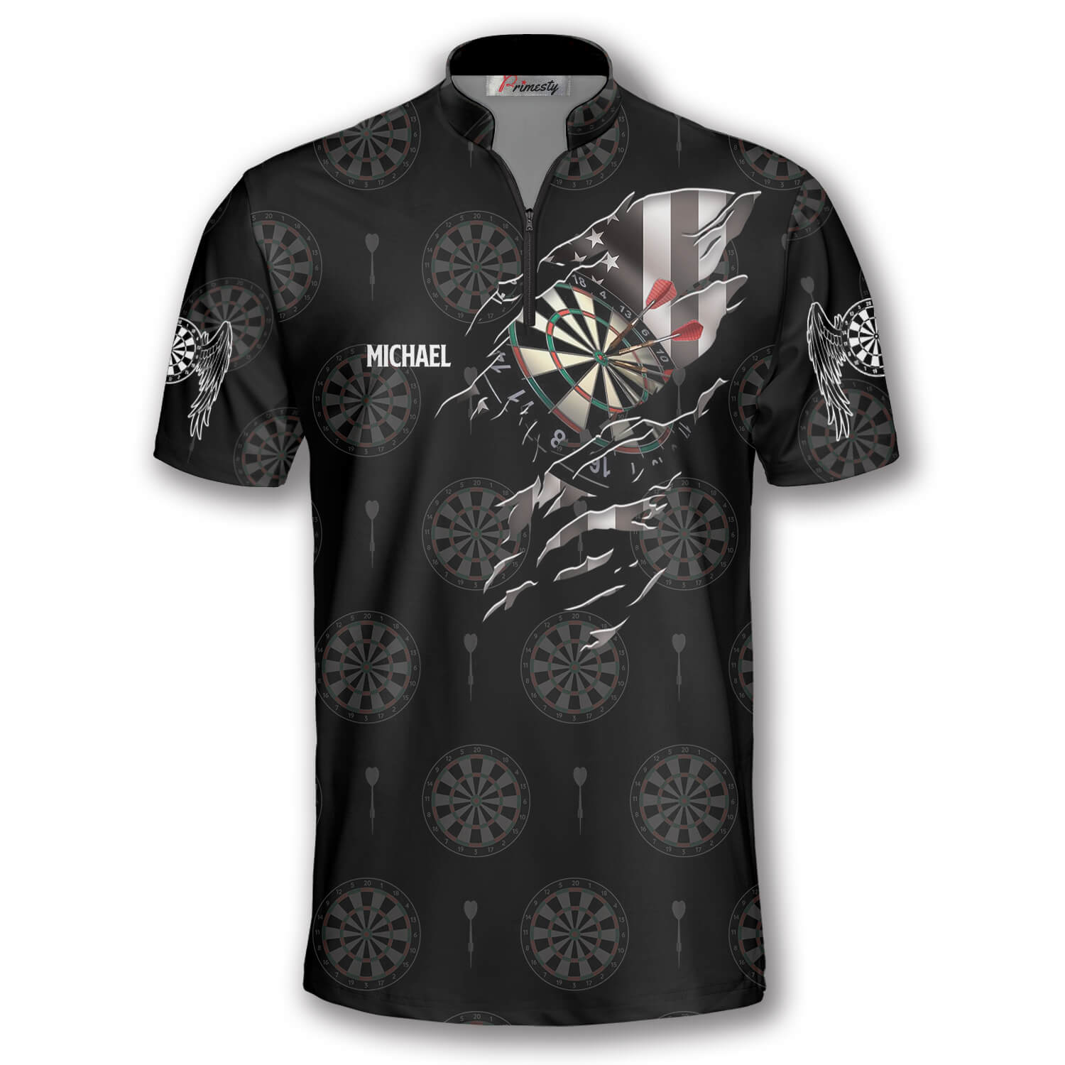 American Athlete Red Pin Custom Darts Jerseys for Men - Primesty