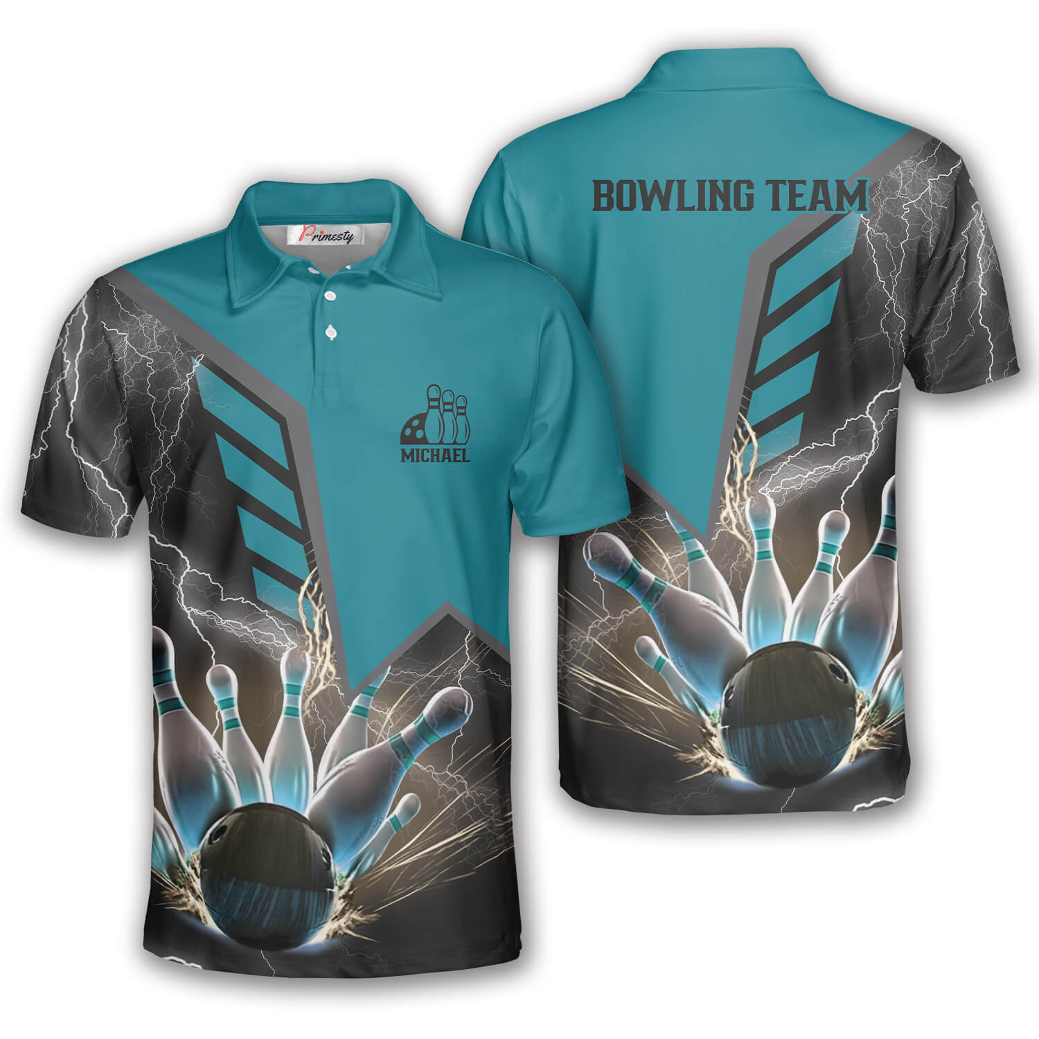 Blue Lightning Custom Bowling Shirts For Men - Primesty