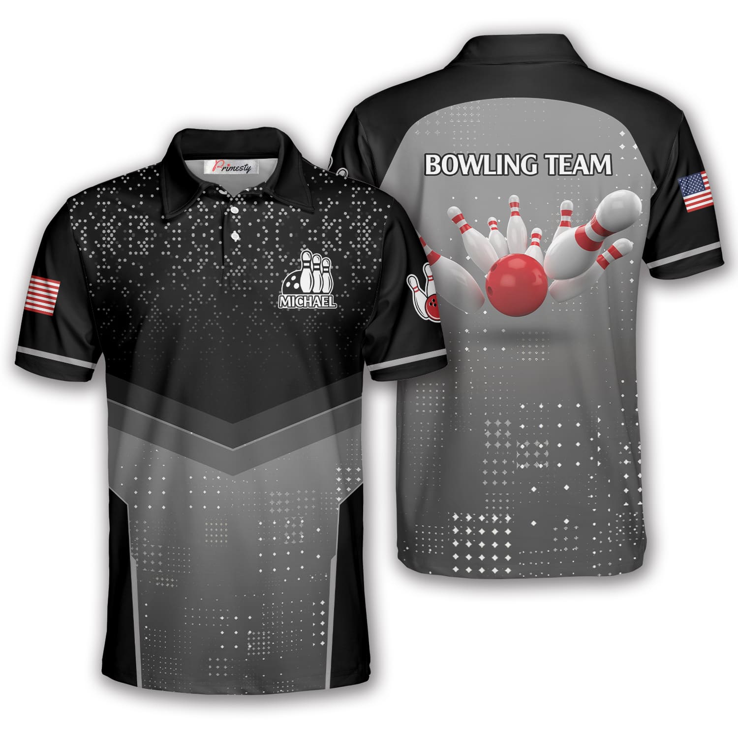 Diamond Pattern Custom Bowling Shirts For Men - Primesty