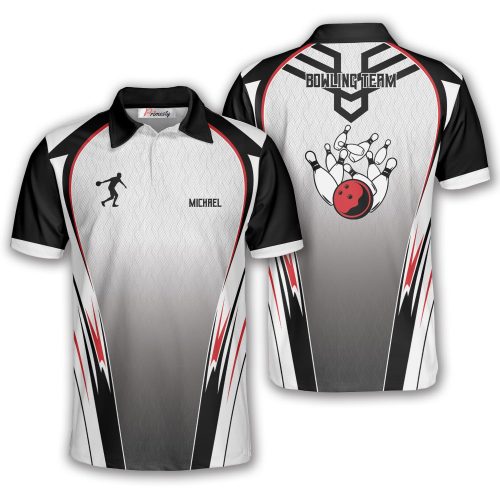 Sporty Gradient White And Grey Custom Bowling Shirts For Men - Primesty