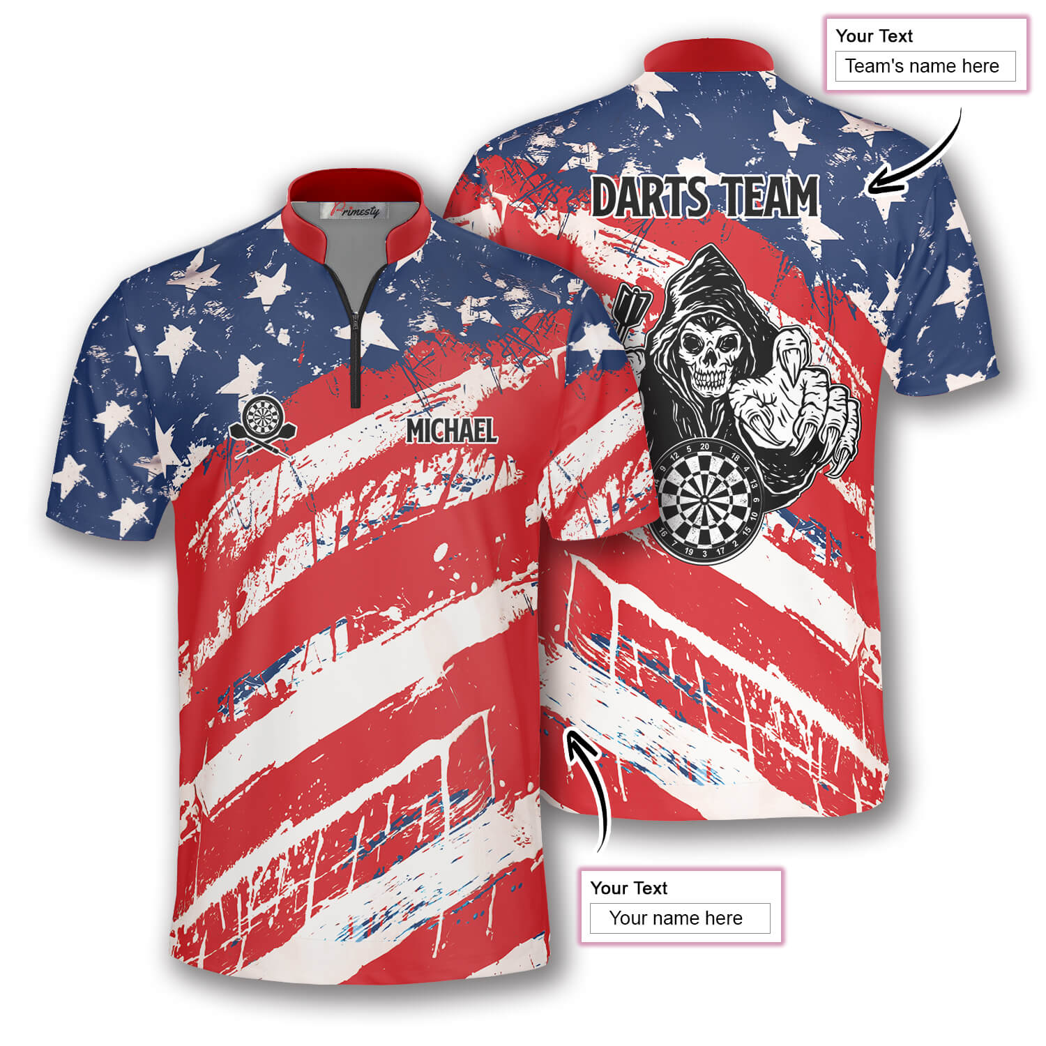 American Flag Athlete Custom Darts Jerseys for Men - Primesty