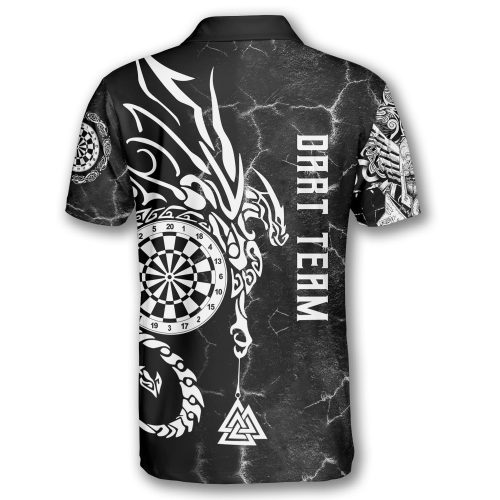 Viking Runes Black White Custom Darts Shirts for Men - Primesty