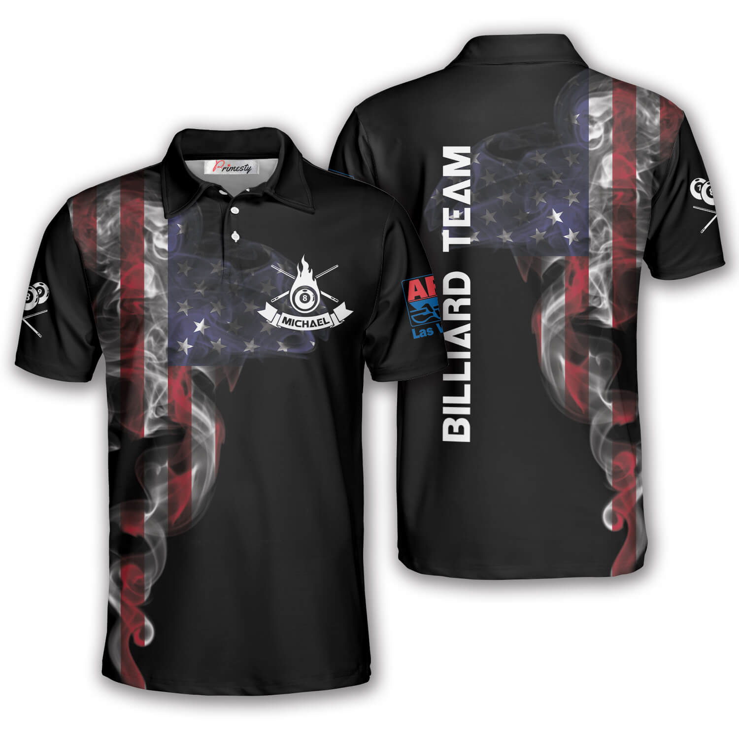 American Flag Smoke APA Las Vegas Custom Billiard Shirt For Men - Primesty
