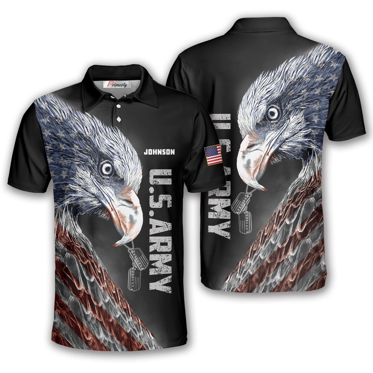 US Army Bald Eagle US Flag Custom Veteran Shirts For Men - Primesty