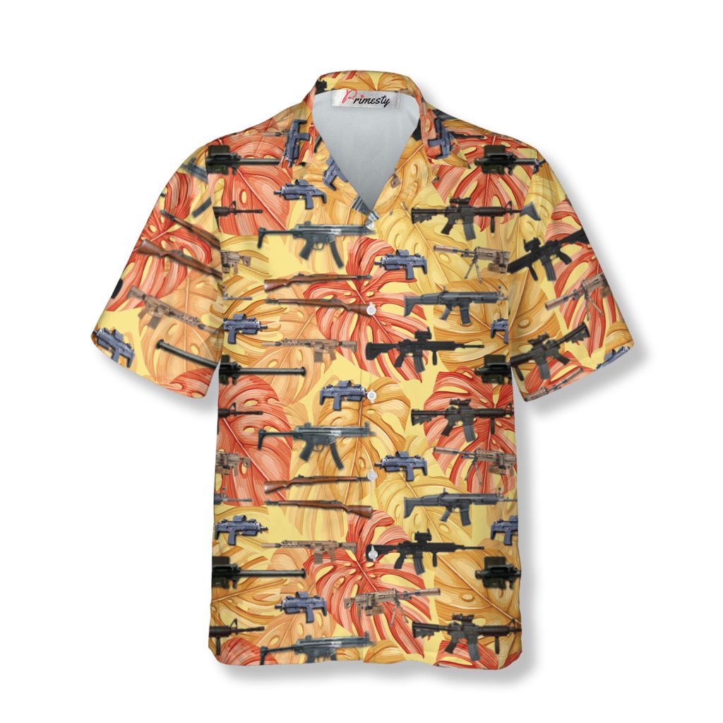 Vintage Tropical It's All About Guns Gun Hawaiian Shirts For Men - Primesty