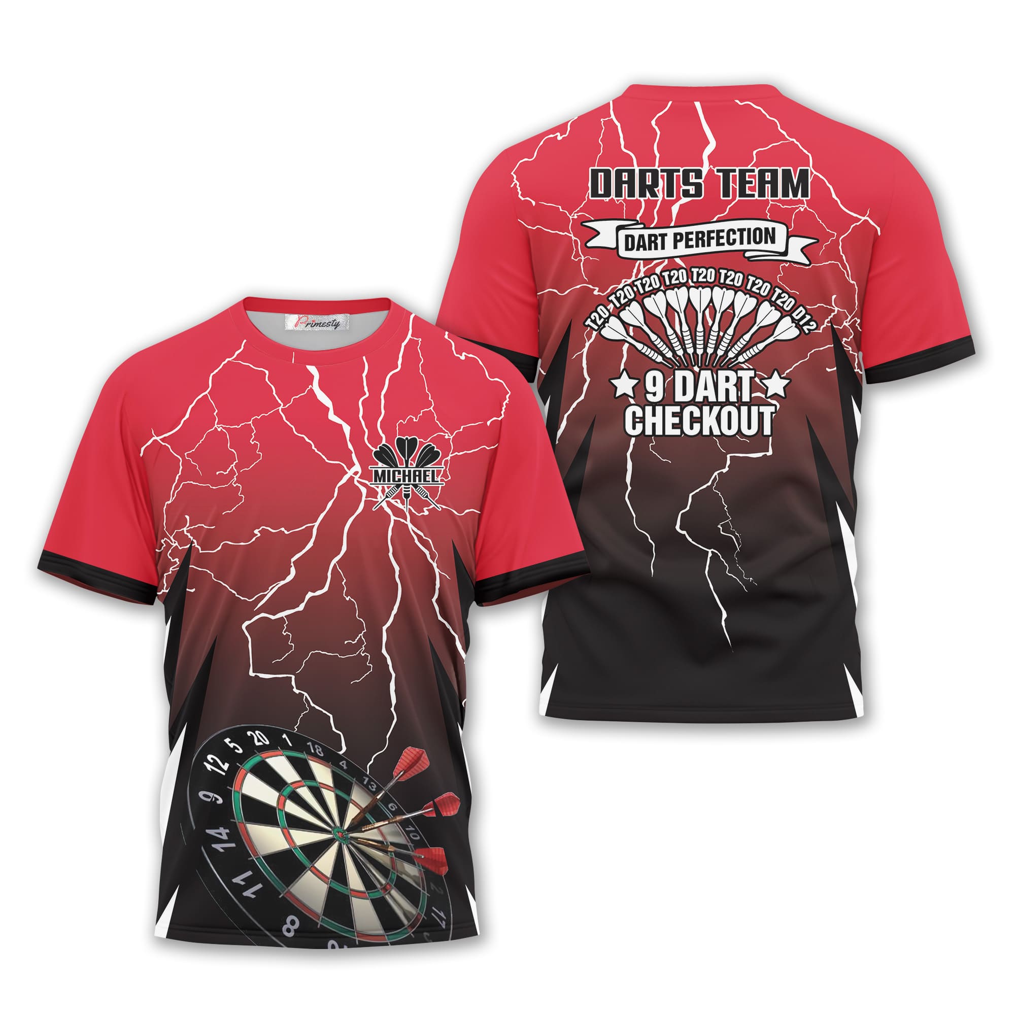 Red Thunder Storm Custom Darts T-Shirts - Primesty