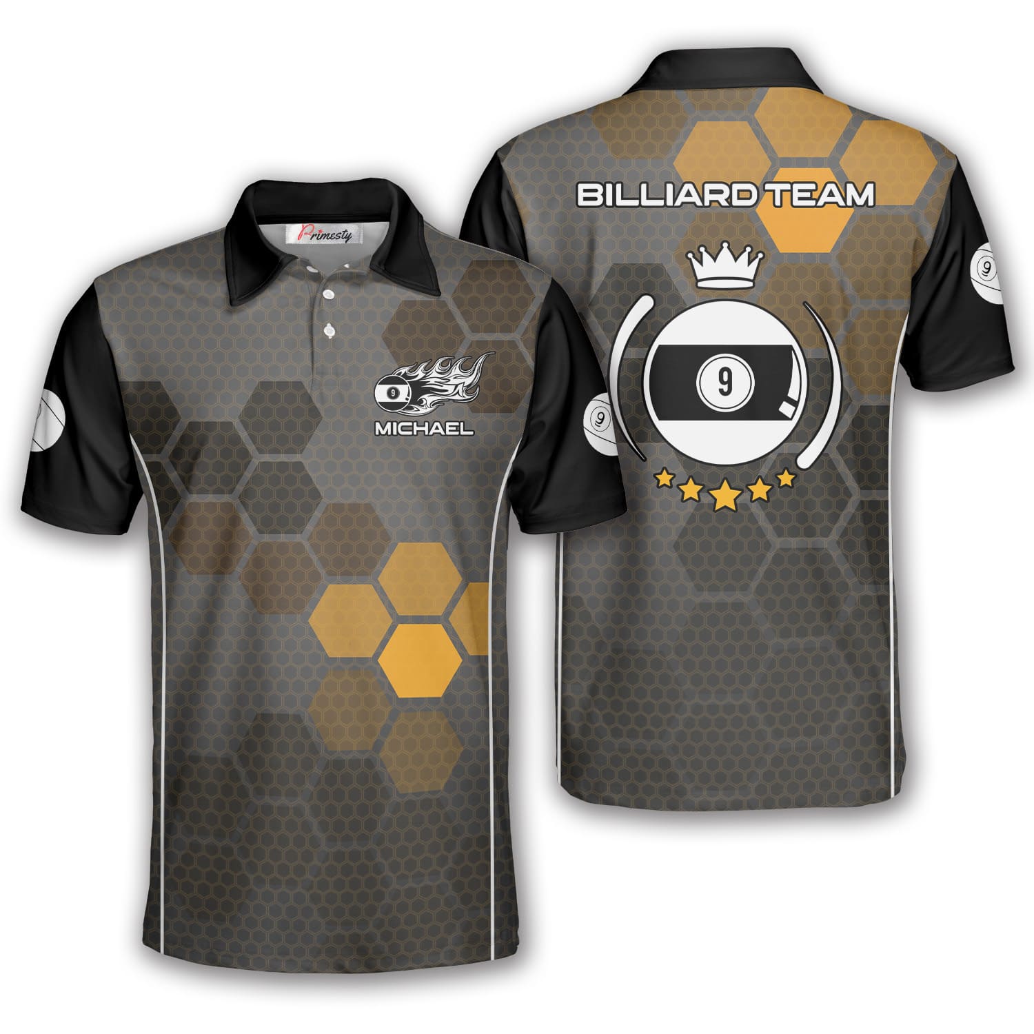 Hive Pattern Custom 9 Ball Billiard Shirts For Men - Primesty