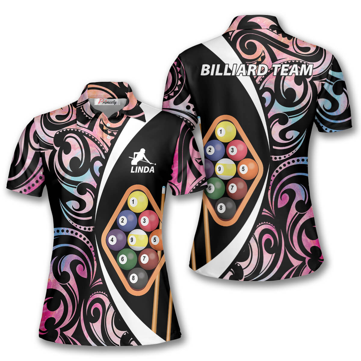 Abstract Pink Paint Custom 9 Ball Billiard Shirts For Women - Primesty