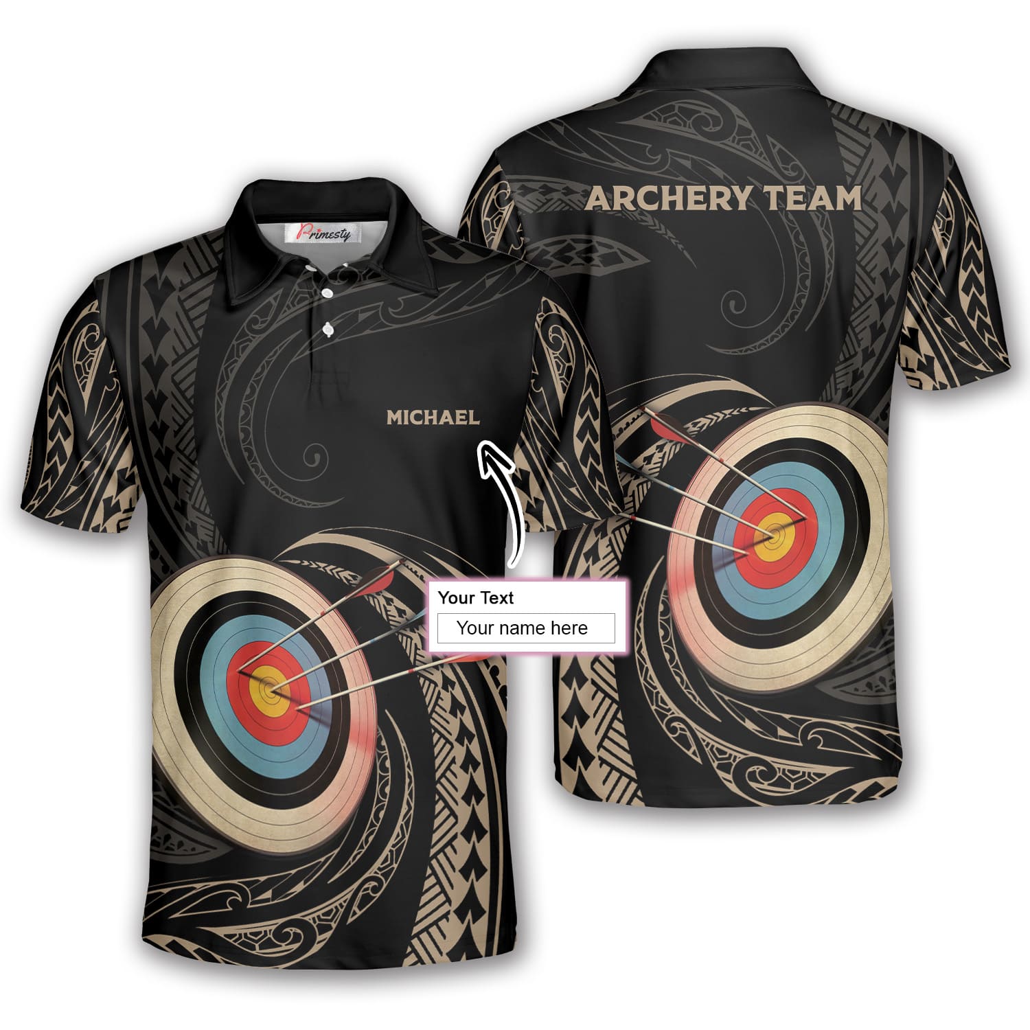 Archery Golden Tribal Custom Archery Shirts For Men - Primesty