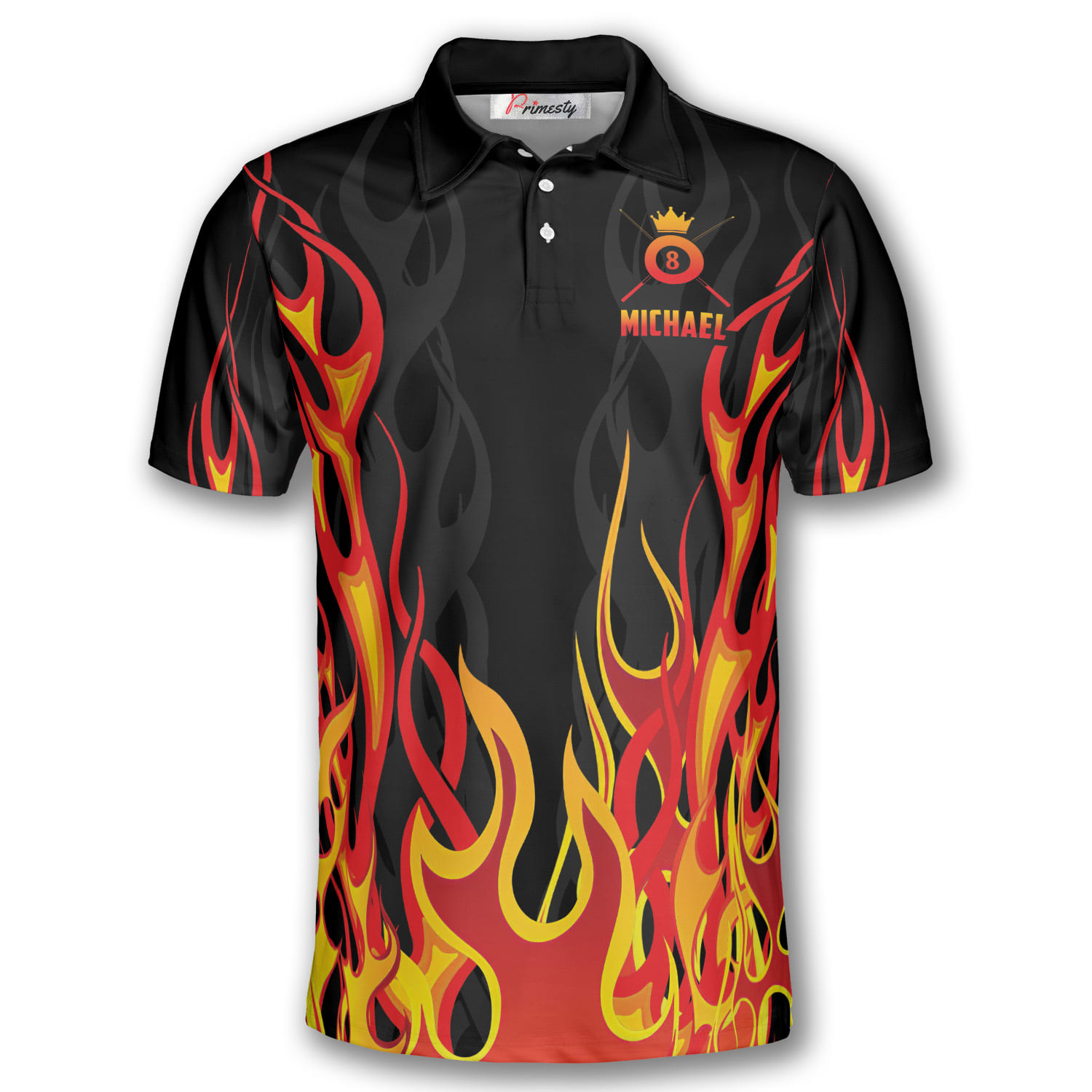 On Fire Retro Custom Ball 8 Billiard Shirts For Men - Primesty