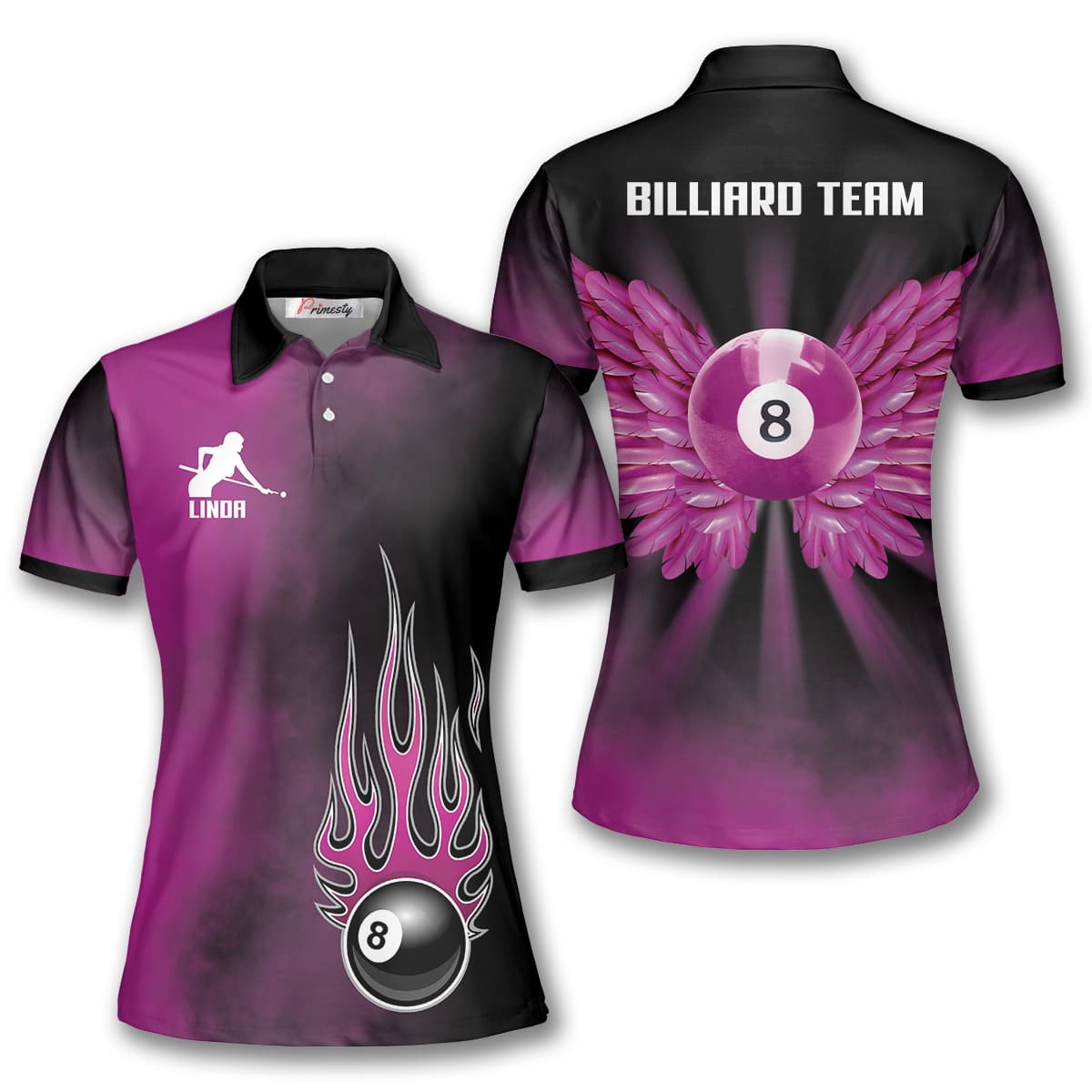 Pink Smoke Custom 8 Ball Billiard Shirts For Women - Primesty