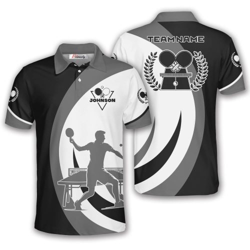 Black Grey Player Silhouette Custom Table Tennis Shirt for Men