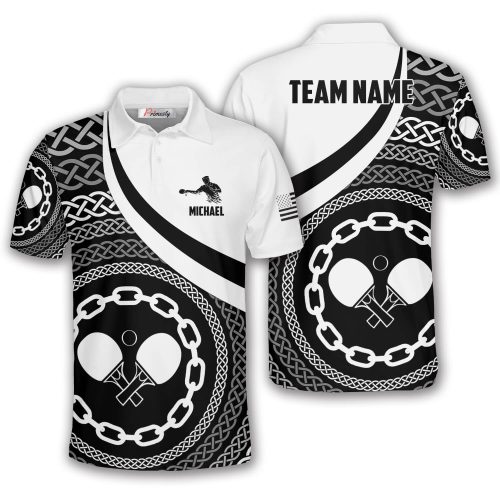 Black White Player Silhouette Custom Table Tennis Shirt