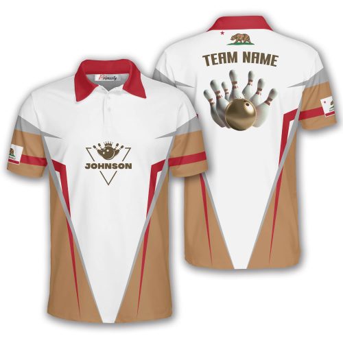 Bowling Strike California Bear Flag Custom Bowling Shirt