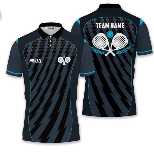 Grey Blue Sports Style Custom Padel Tennis Shirt