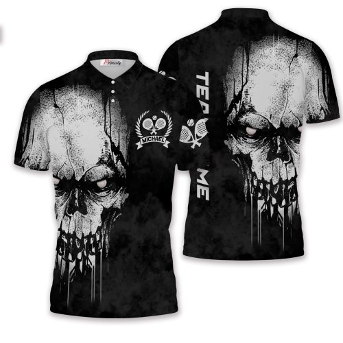 Grunge Grey Skull Custom Padel Tennis Shirt
