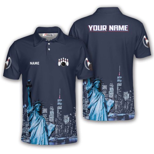 New York City Skyscraper Statue of Liberty Custom Bowling Shirt