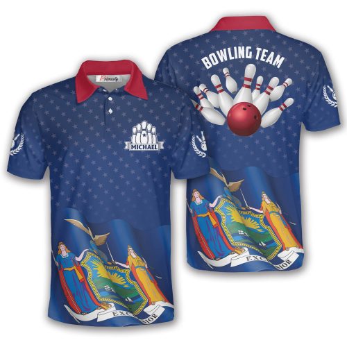 New York State Waving Flag Custom Bowling Shirt