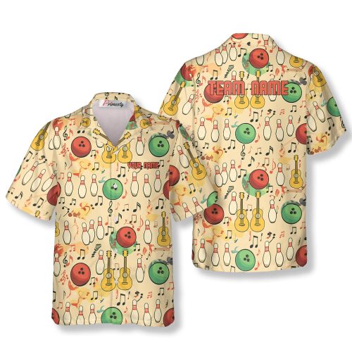 Nostalgic Bowling Guitar Icons Custom Hawaiian Shirt