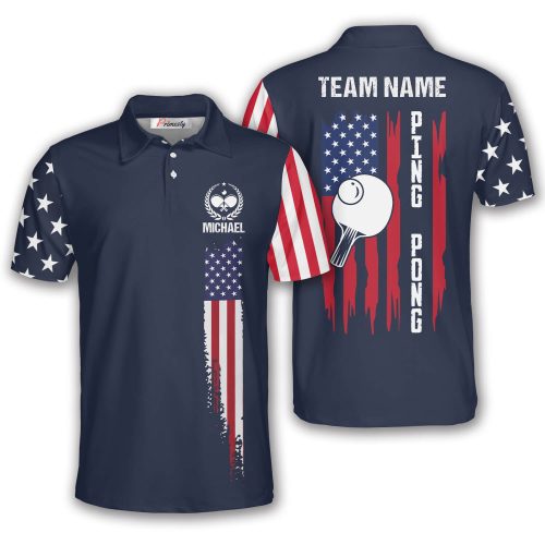 Patriotic Navy USA Flag Custom Table Tennis Shirt for Men