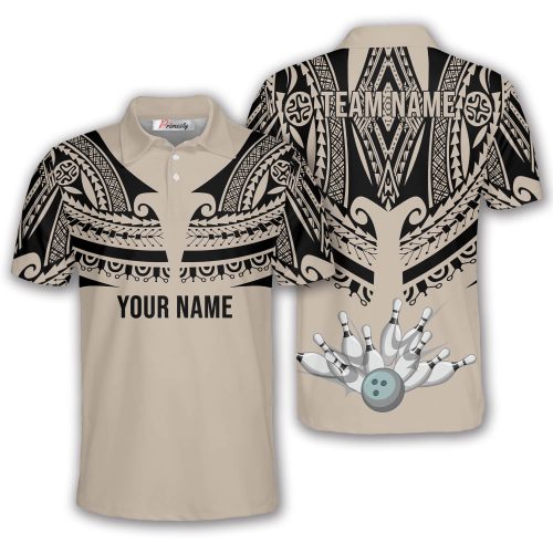 Polynesian Tattoo Style Custom Bowling Shirts for Men