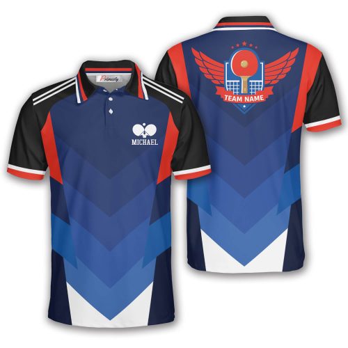 Shades of Blue Sports Style Custom Table Tennis Shirt for Men