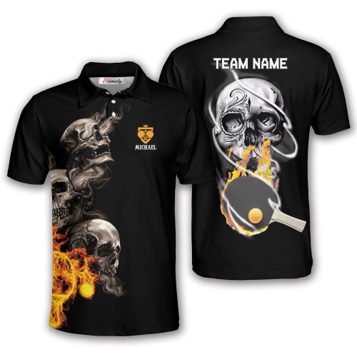 Smoke Skull Fire Flame Custom Table Tennis Shirt for Men