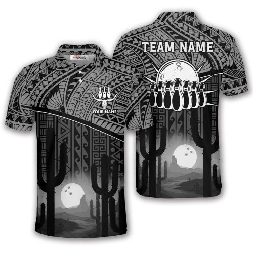 Texas Desert Tribal Pattern Custom Texas Bowling Shirt