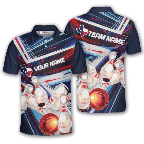 Texas Flag Bowling Strike Trendy Custom Bowling Shirt for Men
