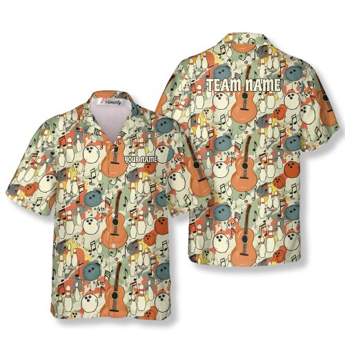 Vintage Bowling Guitar Abstract Pattern Custom Hawaiian Shirt