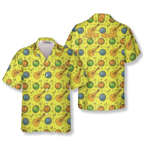 Vintage Yellow Bowling Guitar Icons Custom Hawaiian Shirt