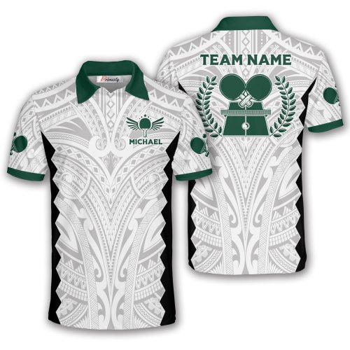 White Green Tribal Custom Table Tennis Shirt