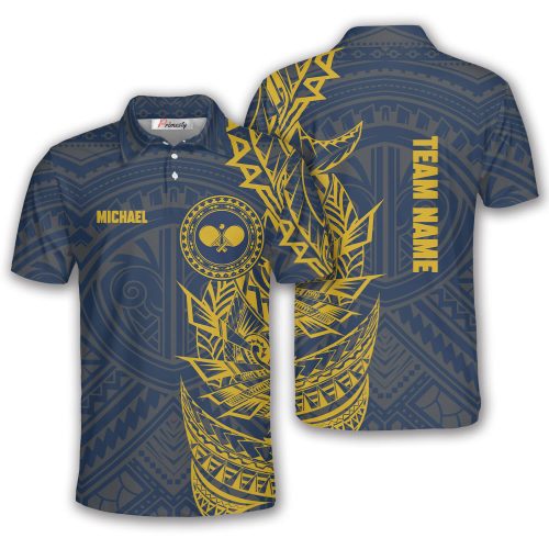 Yellow Blue Tribal Tattoo Custom Table Tennis Shirt