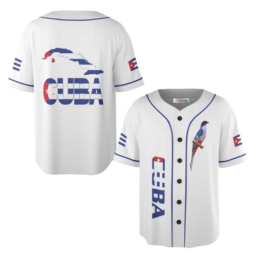Cuba Flag Map Tocororo White Version Custom Baseball Jersey