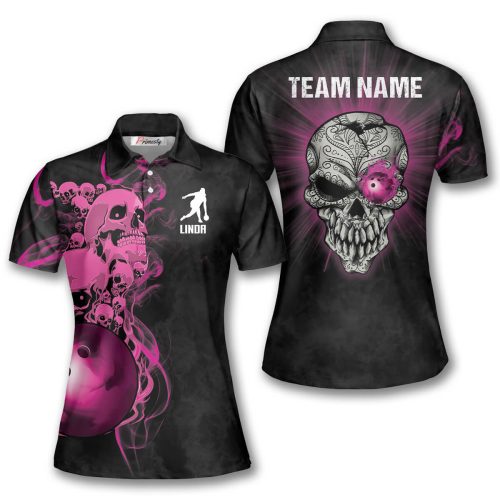 Skull Smoke Roses Custom Bowling Shirt for Women