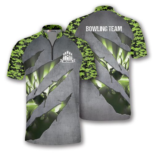 Camo Tiger Scratch Custom Bowling Jerseys for Men (Tyler)