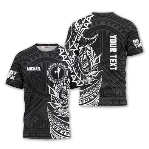 Black White Tribal Tattoo Custom Muay Thai Shirt