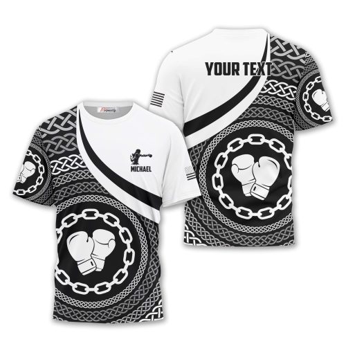 Boxer Silhouette Chain Pattern Custom Boxing Shirt